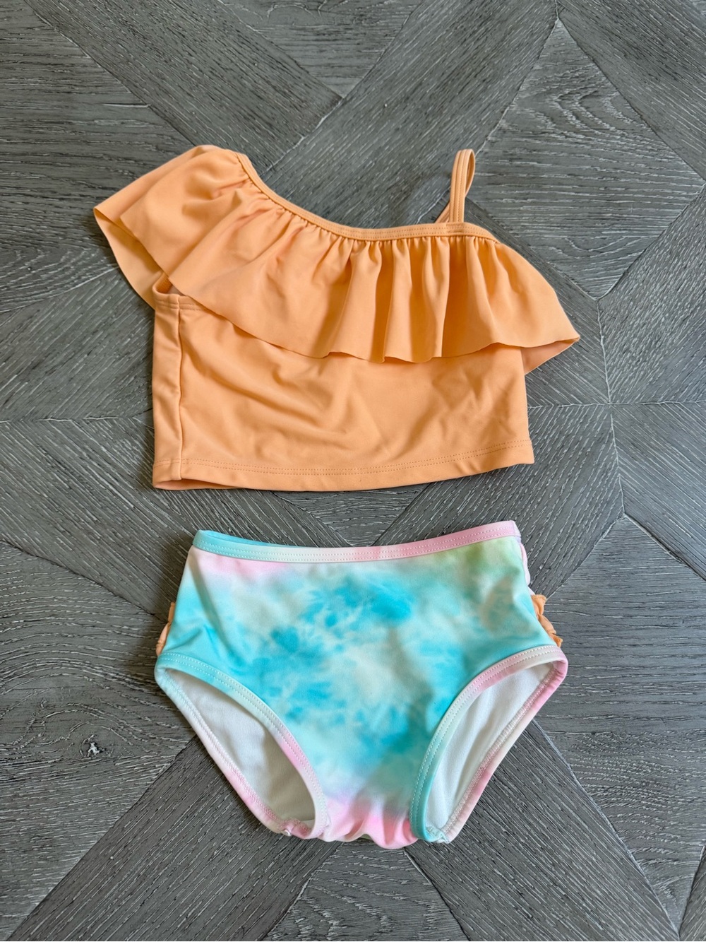 Ruffle Butts One-Shoulder Ruffle Tankini Tie-Dye Swimsuit